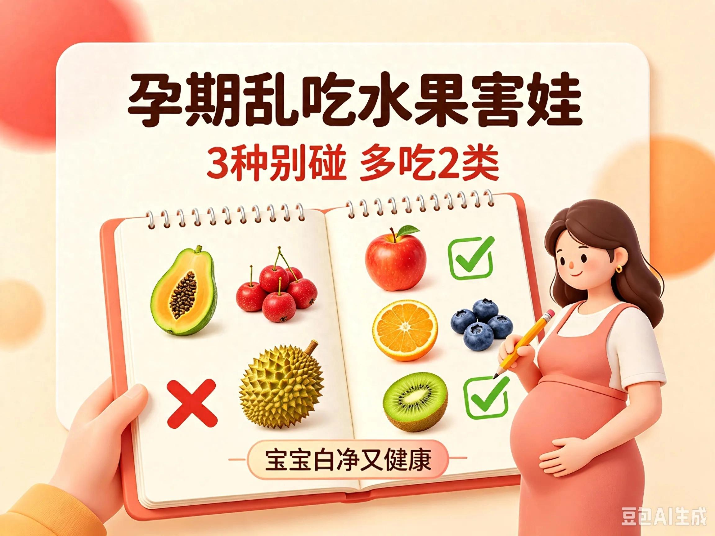 孕期乱吃水果害娃！3种水果再馋也别碰，多吃2类，宝宝白净又健