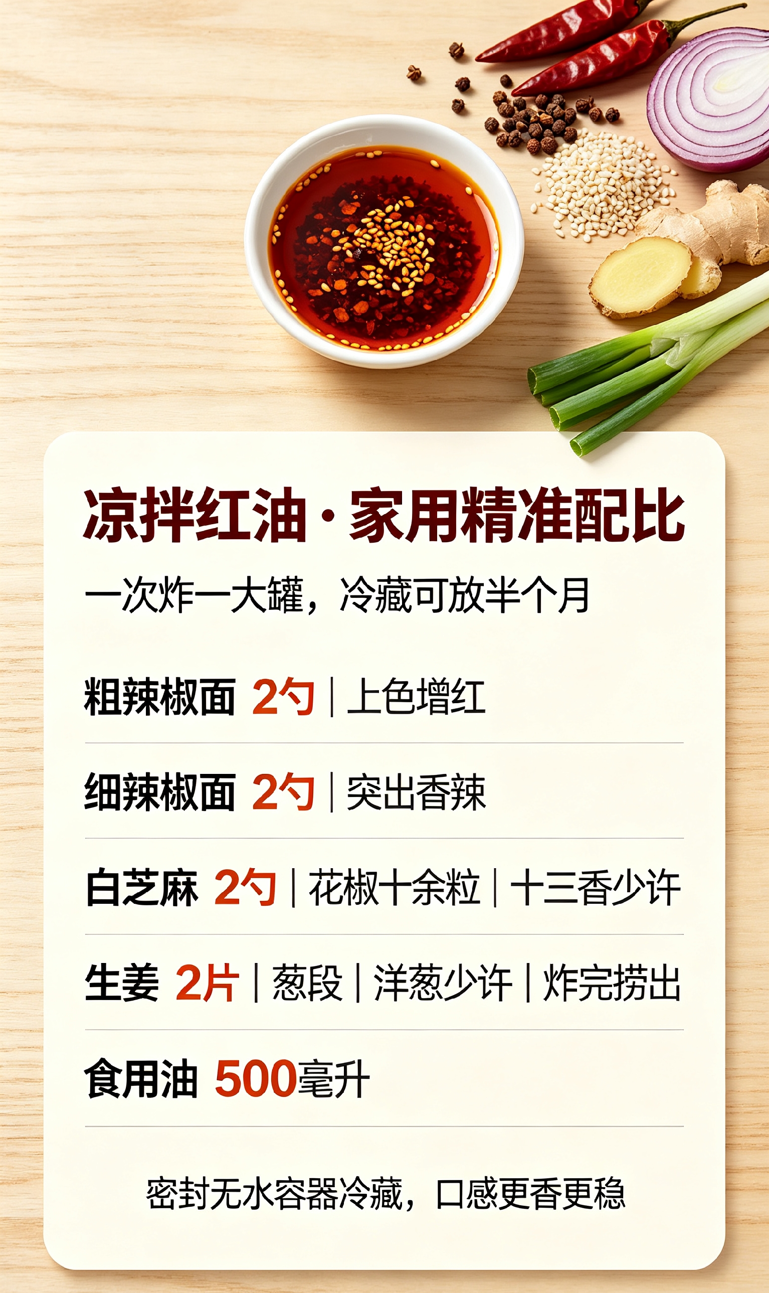 自制凉拌红油只香不辣不发苦，牢记油温三阶段，拌啥凉菜都下饭(图2)