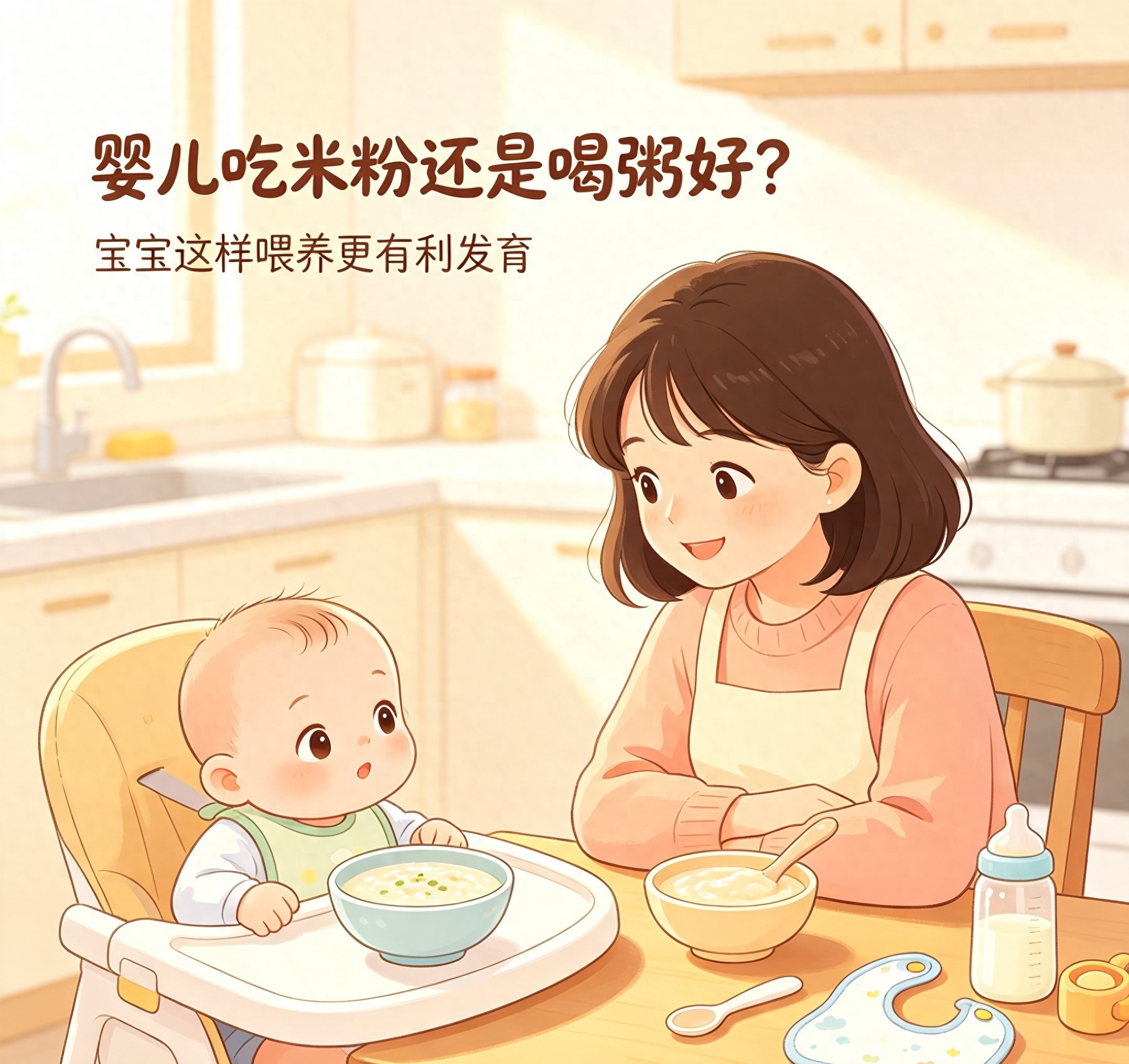 婴儿吃米粉还是粥好？儿科医生建议：宝宝这样喂养！更有利发育