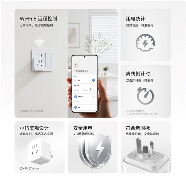 49元让老家电变智能！小米智能插座4发布：升级Wi-Fi 6、新国标插脚(图3)