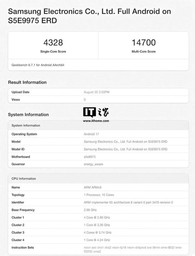 三星Galaxy S27手机首发：Exynos 2700芯片跑分曝光(图1)