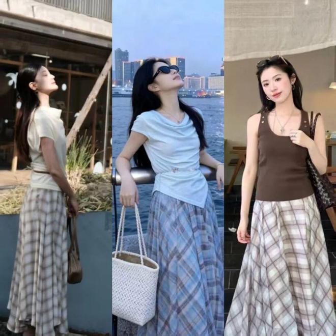 女人到了中年别总穿黑白灰，试试这几款格纹单品，时尚又复古(图8)