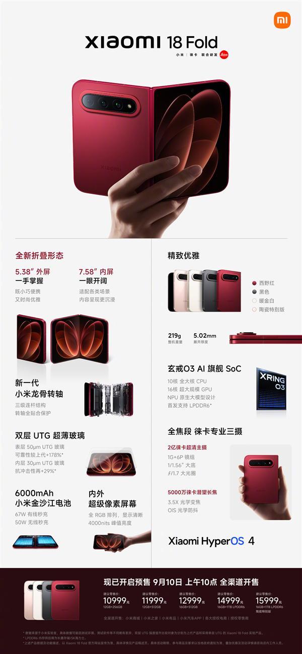 15999元！小米18 Fold陶瓷特别版限量1500台：每台外观都不一样(图5)