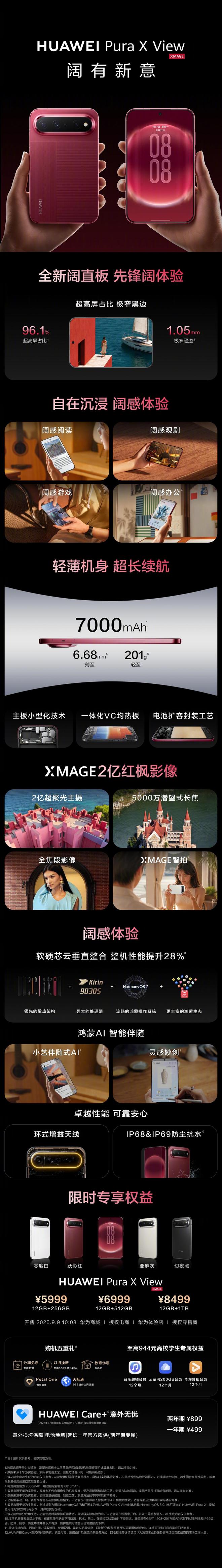 5999元起华为Pura X View阔直板手机今日开售：麒麟9030S处理器(图3)