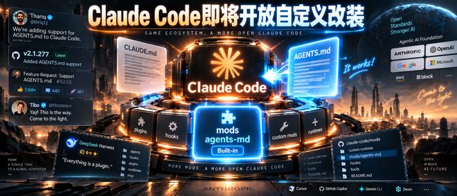 突发！Claude Code全面开放，接入AGENTS.md