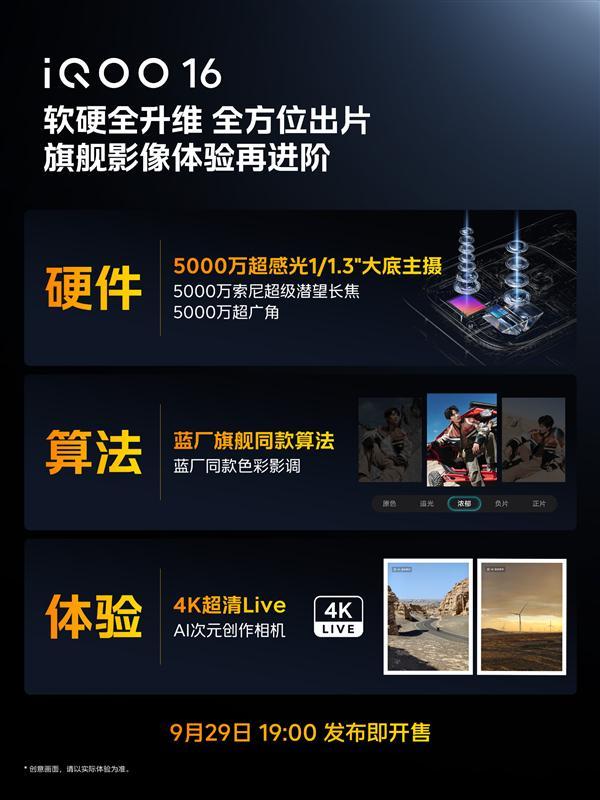 iQOO 16影像堆料 5000万像素大底主摄 蓝厂旗舰同款