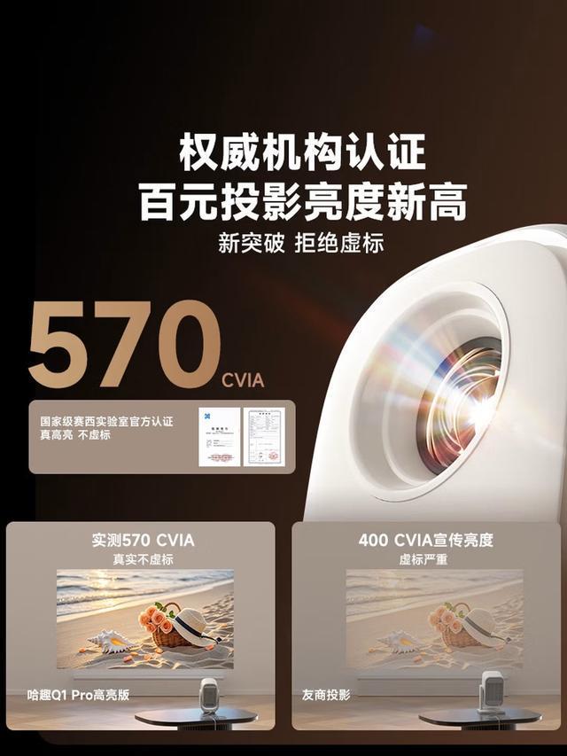 570CVIA高亮配真1080P,哈趣Q1 Pro高亮版打造省心客厅大屏(图4)