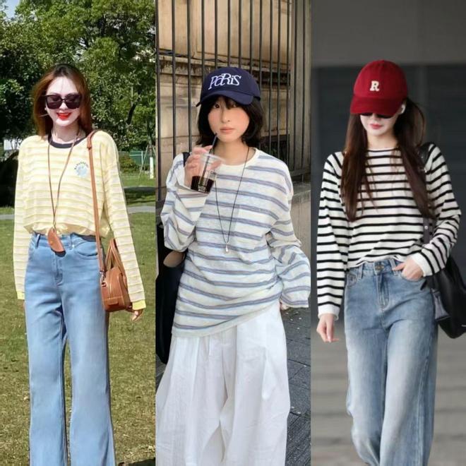 早秋衣服没必要越买越多，准备几件条纹衫，减龄耐看又舒适(图4)