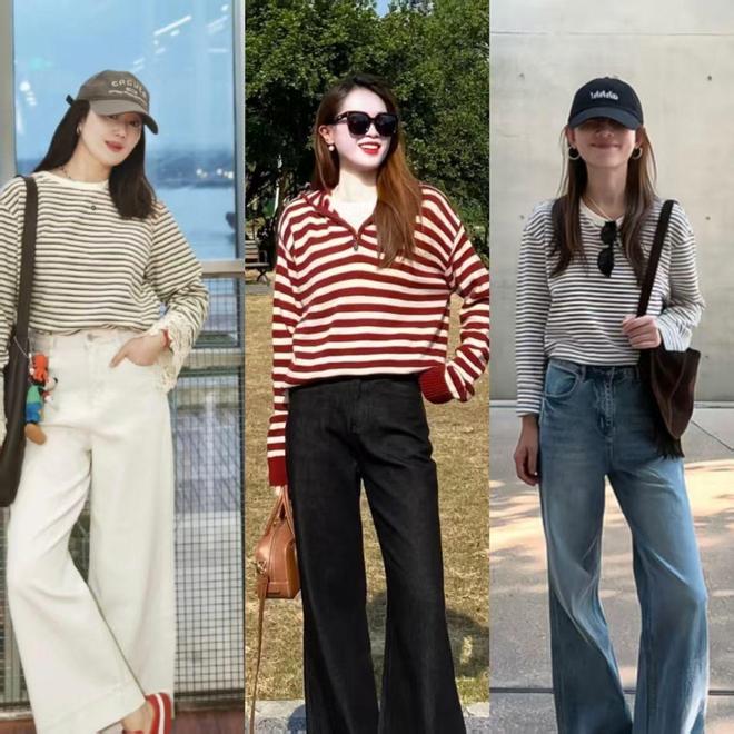 早秋衣服没必要越买越多，准备几件条纹衫，减龄耐看又舒适(图9)