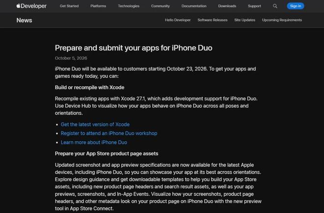 苹果iPhone迎双变化：iOS 27.2 Beta3突袭推送，折叠屏应用适配要求也已公布！(图3)