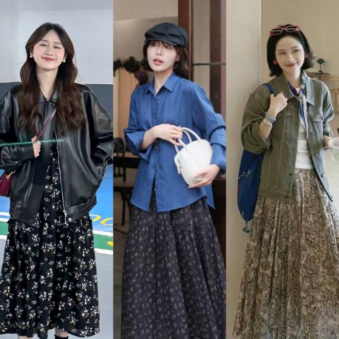秋天真的很适合穿印花裙，搭配这几款外套，优雅显瘦又高级(图3)