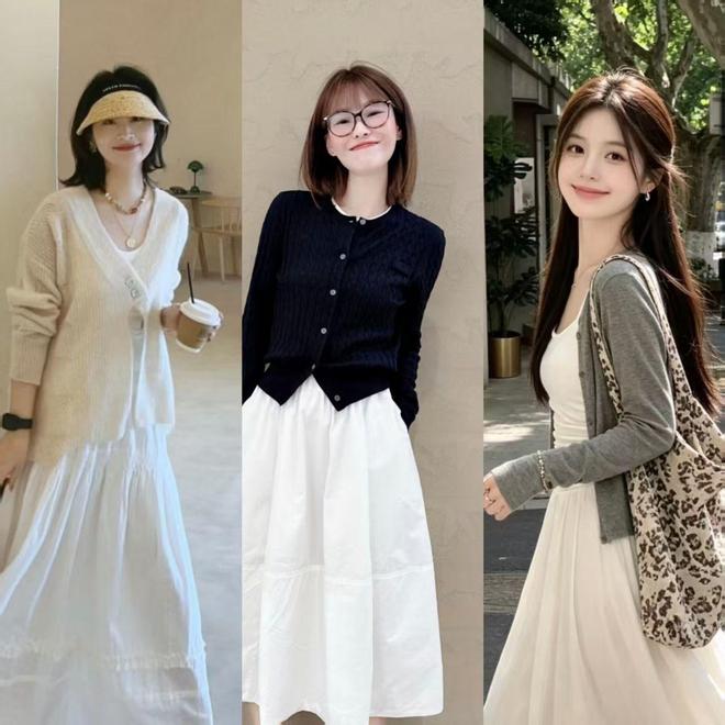 入秋不要总穿黑色长裤，试试这几款白裙子，清爽高级又显瘦(图5)