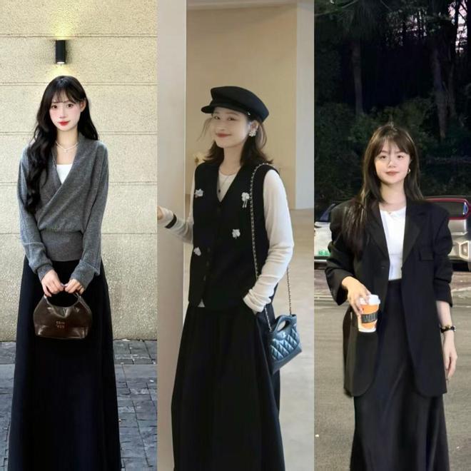 女人不管多大年纪，都要准备一条黑色半身裙，百搭显瘦又很有气质