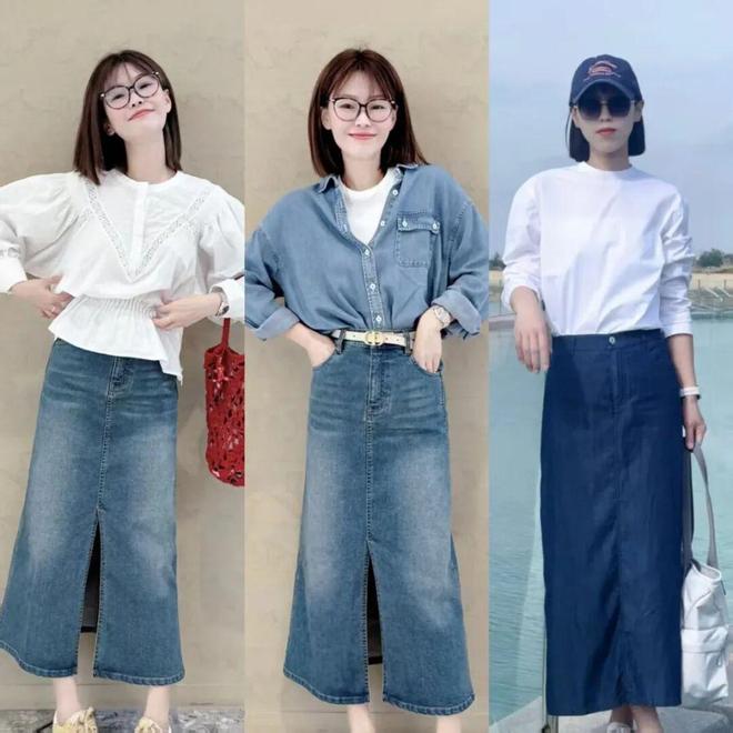 裙子千万别总穿黑色，准备一条牛仔半身裙，显瘦显高又减龄(图4)