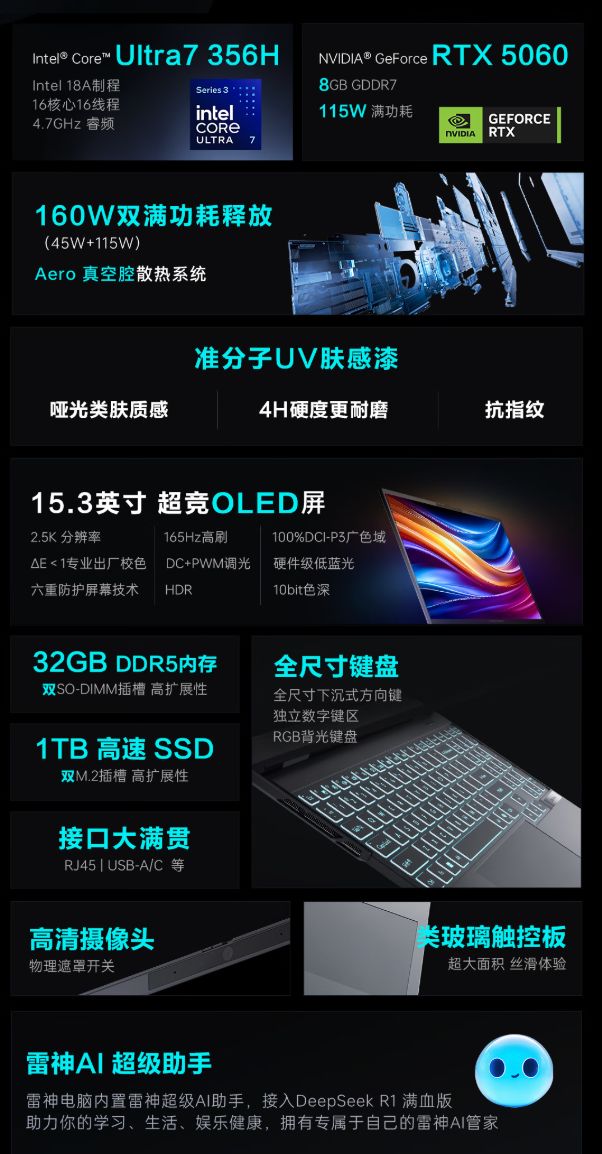 雷神ZERO Air 15双十一大促：12499元起，兼顾便携与性能释放(图2)