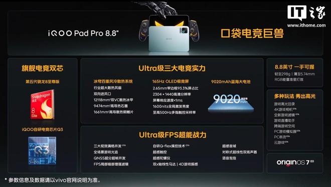iQOO Pad Pro 8.8小平板发布：第五代骁龙8至尊版+自研电竞芯片Q3，国补到手价3249元起(图8)